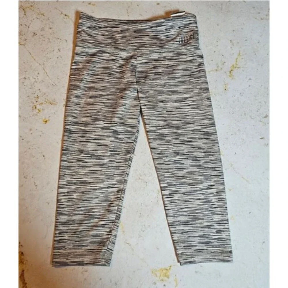 Justice Active Cropped Leggings | Girls Size 10 | Gray Black Space-Dye | EUC